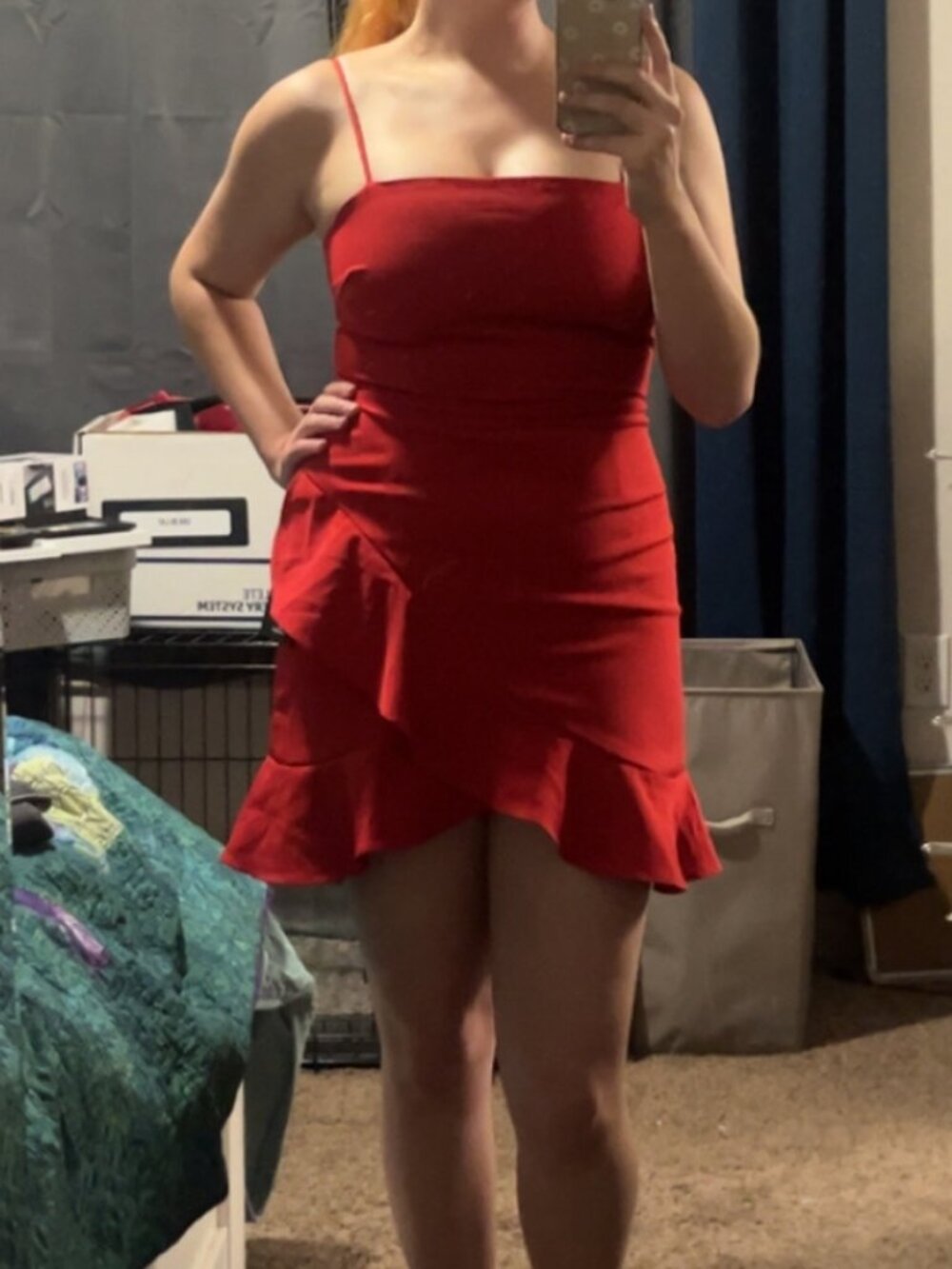 Lulu's Red Ruffle Bodycon Mini Dress